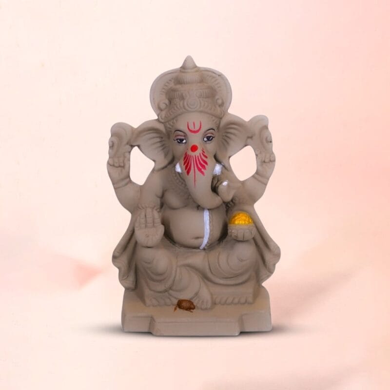 6 Inch Eco-Friendly Clay Ganesh Ji Idol for Ganesh Chaturthi