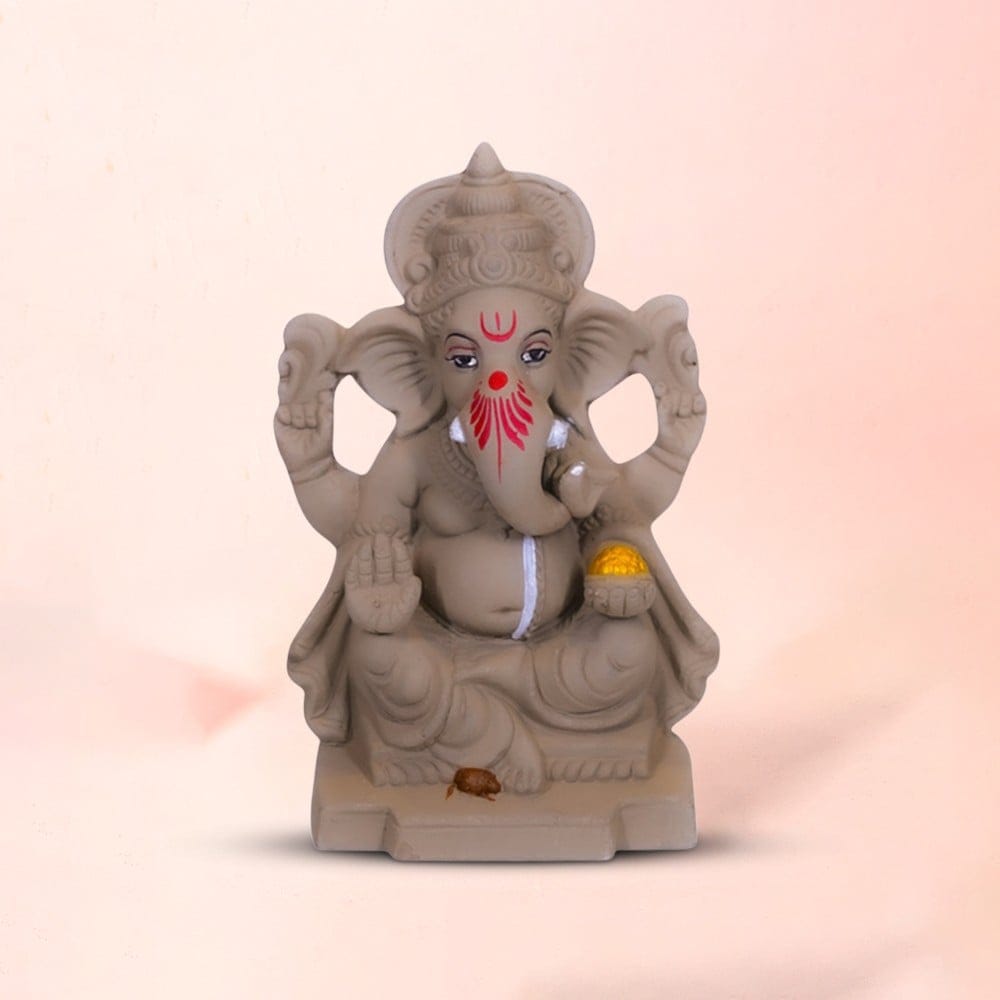 6 Inch Eco-Friendly Clay Ganesh Ji Idol for Ganesh Chaturthi