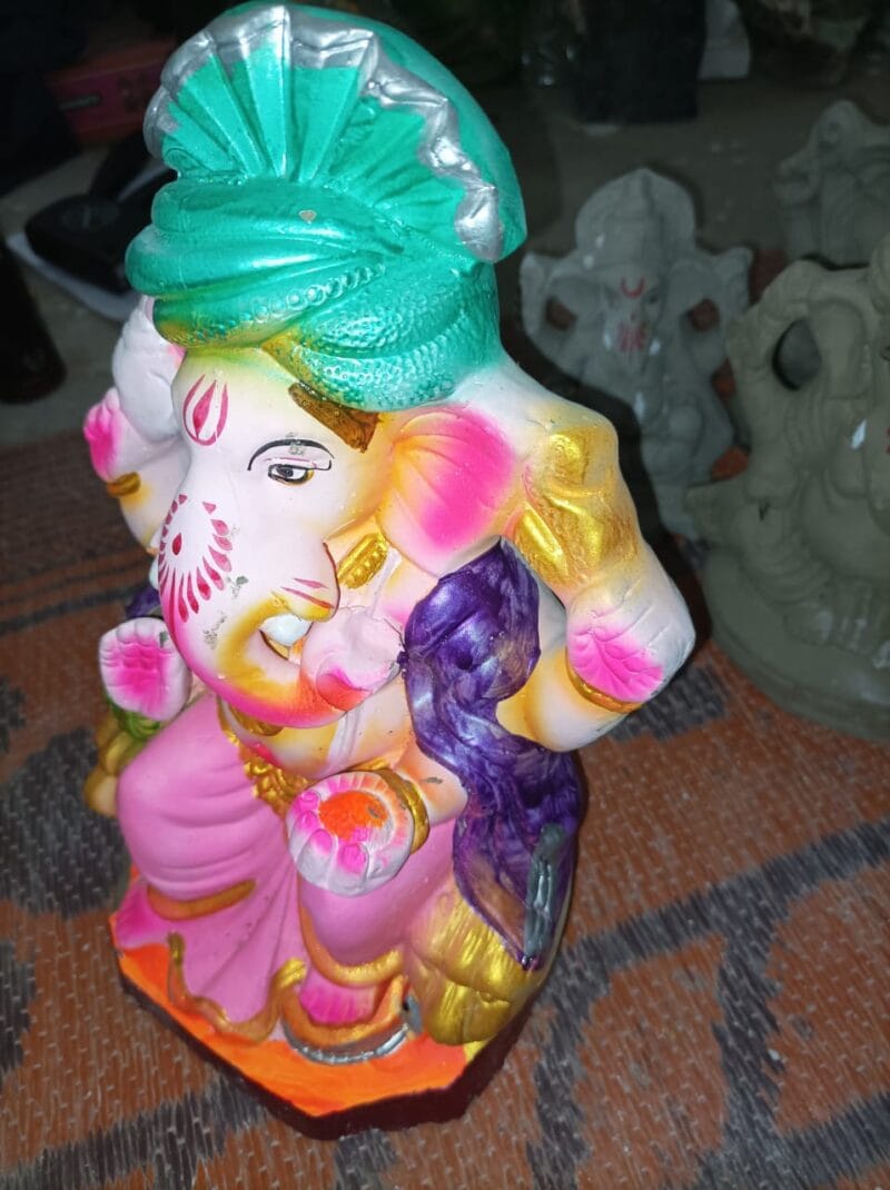 12 Inch Eco-Friendly Colored Clay Ganesh Ji Idol | Handcrafted & Sustainable - Image 2