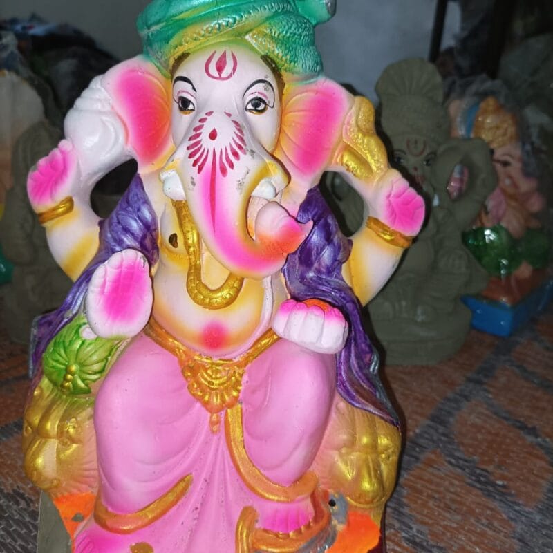 12 Inch Eco-Friendly Colored Clay Ganesh Ji Idol | Handcrafted & Sustainable